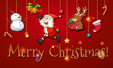Wall Mural - Christmas poster with ornaments