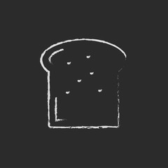 Sticker - Single slice of bread icon drawn in chalk.