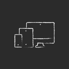 Wall Mural - responsive web design icon drawn in chalk.
