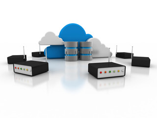 Poster - 3d rendering Transmitter WiFi with database