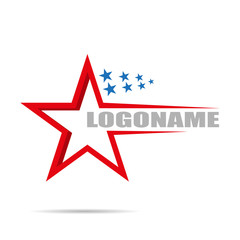 Canvas Print - on white background logo company with stars, flat design