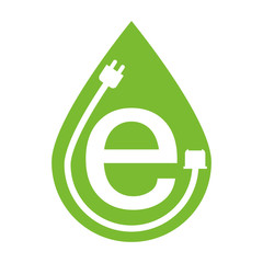 Wall Mural - e logo eco green color flat style white background