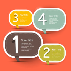 Sticker - Vector Four Steps Infographic Layout - Template in Retro Flat Design Style on Red Background