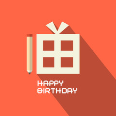 Wall Mural - Flat Design Happy Birthday Vector with Gift Box