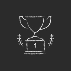 Sticker - Trophy icon drawn in chalk.