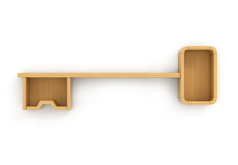 Wall Mural - Concept of training. Empty bookshelf in form of key. The key of