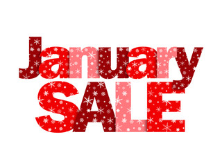 Wall Mural - JANUARY SALE Red Vector Letters Icon with Snowflakes