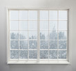 Leinwandbild Motiv Modern residential window with snow and trees