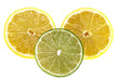 slices of   lemons and  limes isolated on white background