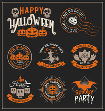 Halloween Badge Label And Frames Design