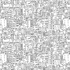 Poster - Abstract cityscape background, seamless pattern for your design