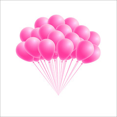 Wall Mural - vector bunch birthday or party pink balloons