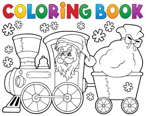 Wall Mural - Coloring book Christmas train 1