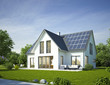 Leinwandbild Motiv Haus Standard weiss mit Solar