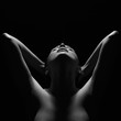 female silhouette,hands and face.body of girl.nude woman