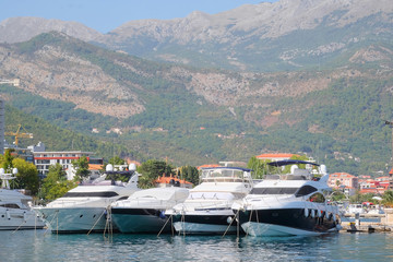 Poster - Boats in a port of Budva, Montenegro