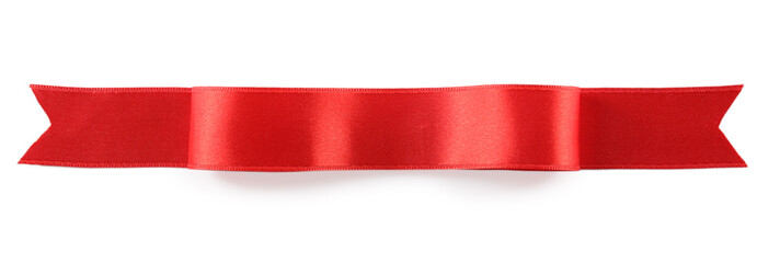 Wall Mural - Red silk ribbon isolated on white