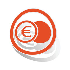Wall Mural - Euro coin sign sticker, orange