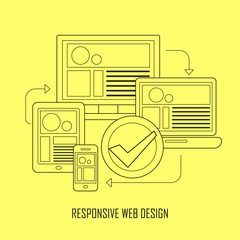 Wall Mural - responsive web design in thin line style