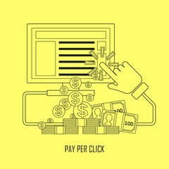 Wall Mural - pay per click concept in thin line style