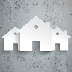 Wall Mural - Three White Paper Houses Concrete