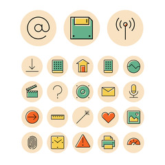 Wall Mural - Thin line icons for user inteface and technology