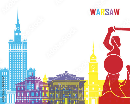 Naklejka na szybę Ilustracja architektury Warszawskiej 