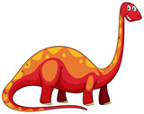 Fototapeta Dinusie - Long neck red .dinosaur on white