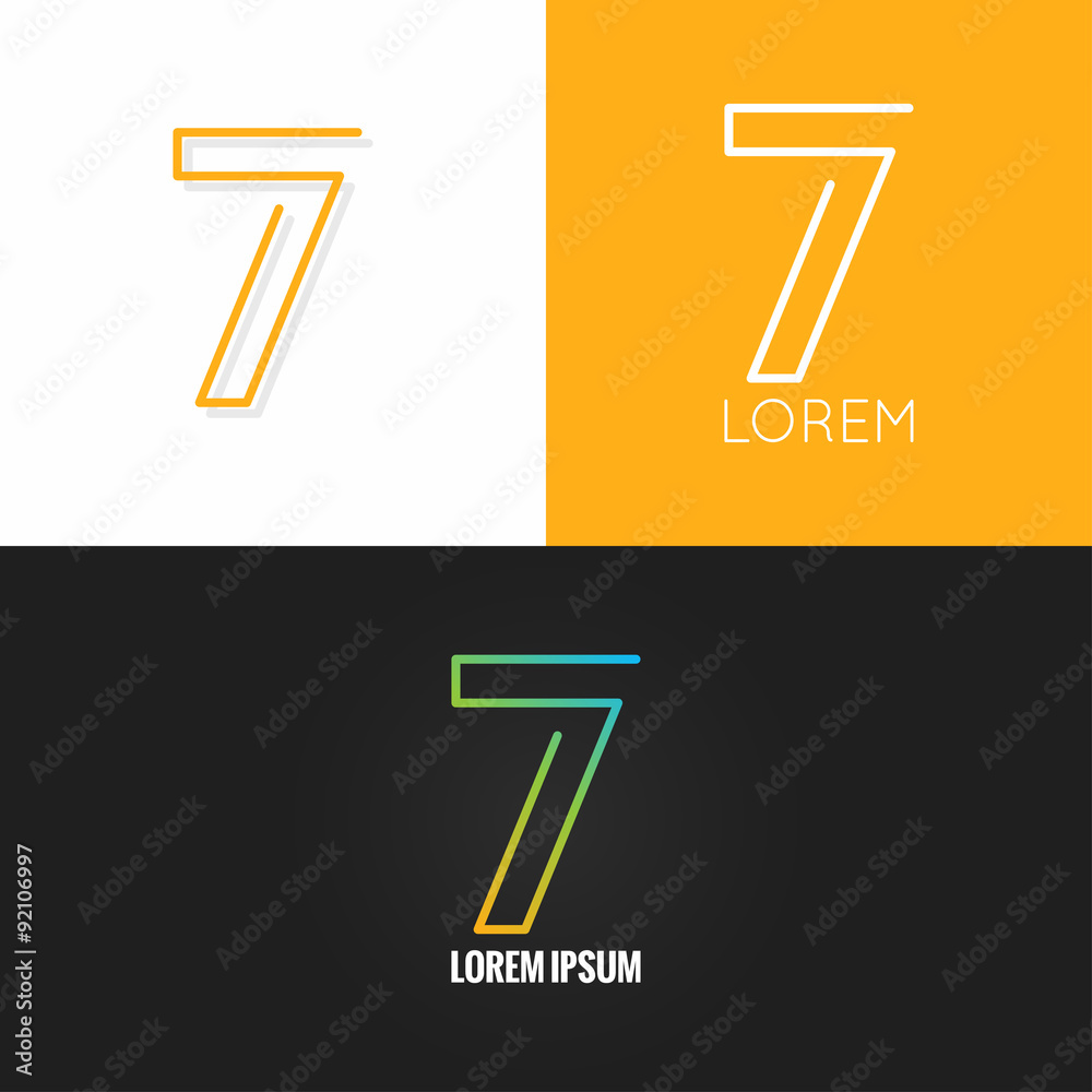 Number seven 7 logo design icon set background - obrazy, fototapety, plakaty 