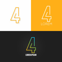 Number Four 4 Logo Design Icon Set Background