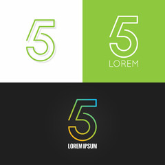 Number five 5 logo design icon set background