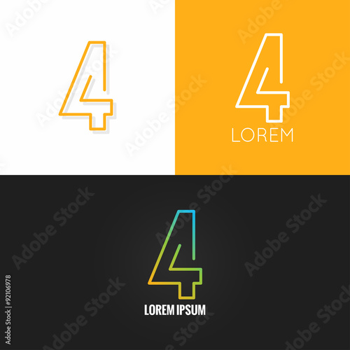 Number four 4 logo design icon set background Poster