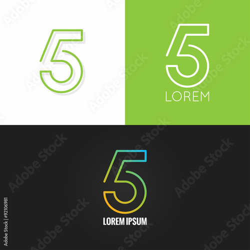 Number five 5 logo design icon set background Poster