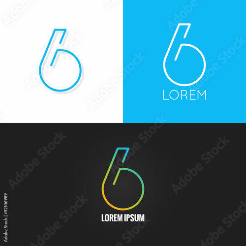 Poster Number six 6 logo design icon set background