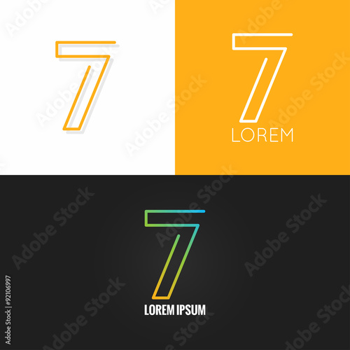 Fotografia Number seven 7 logo design icon set background