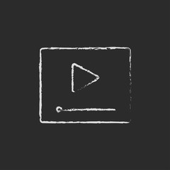 Sticker - Video player icon drawn in chalk.