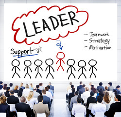 Wall Mural - Leader Support Teamwork Strategy Motivation Concept