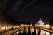 Rome, Tiber, St. Peter Basilica by night