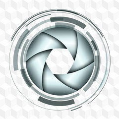 Poster - Background 3D with abstract lens design and vector shutter.