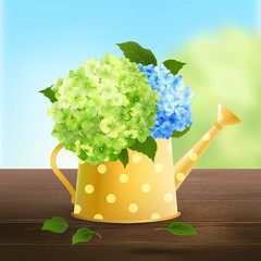 Poster - Watering Can With Hydrangea