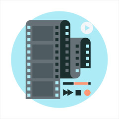 Video editting flat style, colorful, vector icon for info graphi