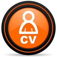 Aufkleber - cv orange glossy web icon on white background