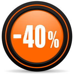 Poster - 40 percent sale retail orange glossy web icon on white background