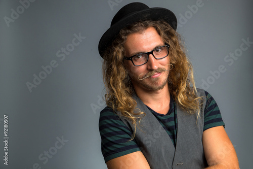 Modern Fashion Hipster Male Portrait Style Retro Hip Mustache