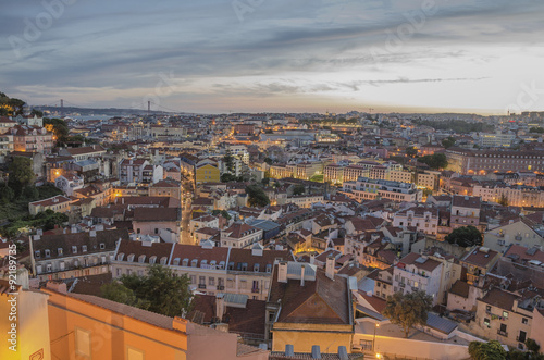 Naklejka na szybę Lisbon view at dusk, Portugal