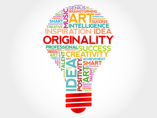 Poster - Originality bulb word cloud concept