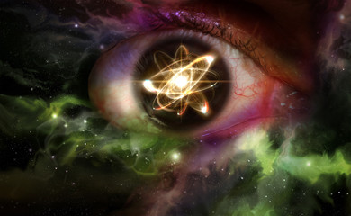 Wall Mural - atom particle eyes