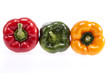colorful peppers isolated on white background