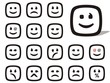 Set. Icon. Vector. Person. Smiles. Tricky. Winks. Evil. Angry.