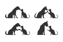 Silhouettes Of Pets Cat Dog